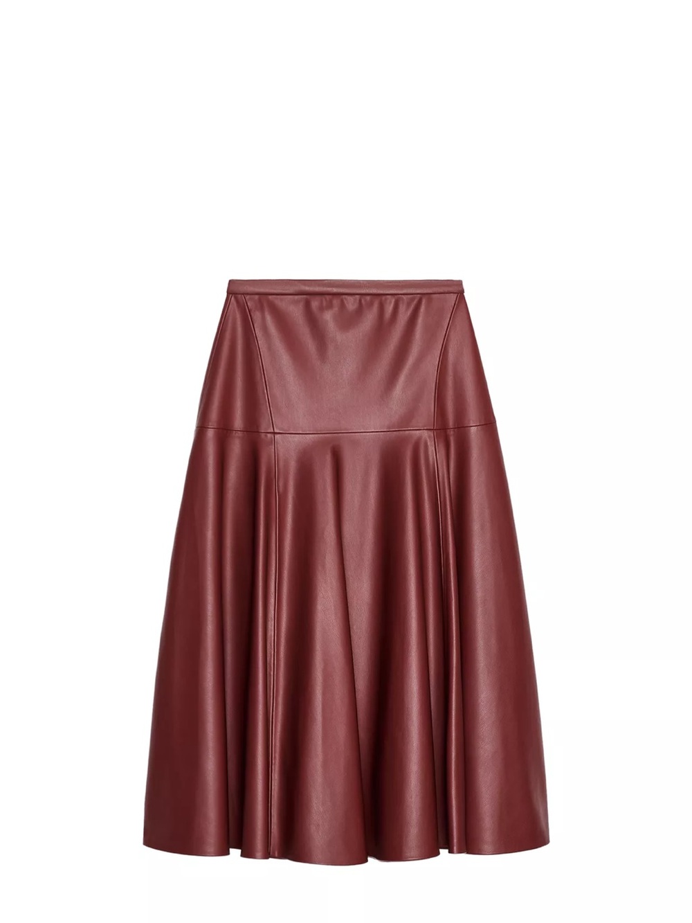 Zara Faux Leather A-Line Midi Skirt